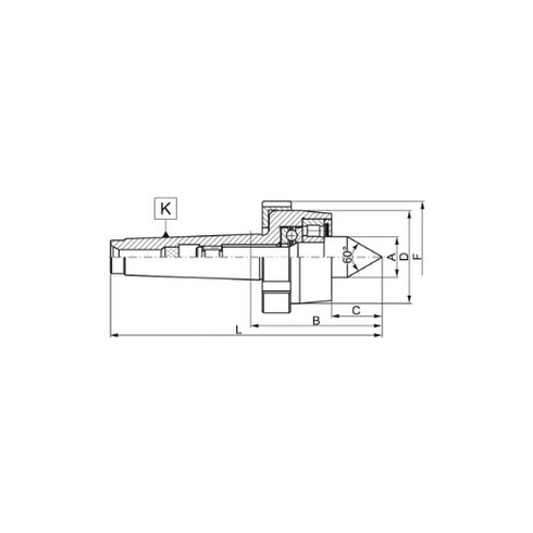 Heavy-Duty Live Center with Ejection Nut Dimensions